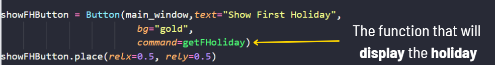 Create a button in python that calls a function - code picture?
